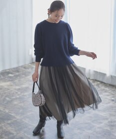 組曲 【8色展開・前後着用可】ウールカシミヤミックス パフスリーブ ニット