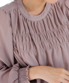 Tiaclasse 【洗える】シフォンシャーリングブラウス