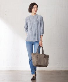 J.PRESS LADIES L 【洗える】ウォッシャブルキュプラツイル バンドカラー ブラウス