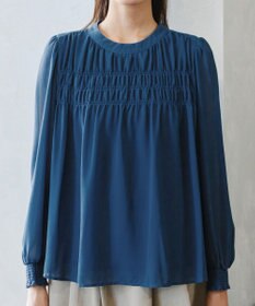 Tiaclasse 【洗える】シフォンシャーリングブラウス