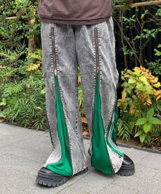 WEGO 【ユニセックス着用ITEM】ジャージドッキングZIPデニムパンツ