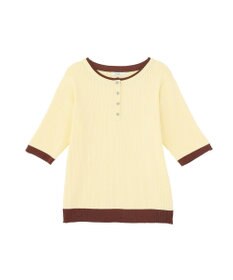 earth music&ecology ヘンリーネック半袖ニットプルオーバー