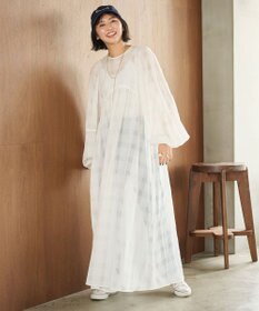 #Newans シアーチェックボリュームワンピース