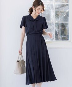 Tiaclasse 【洗える】リボンタイプリーツワンピース