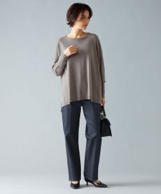 自由区 【洗える】ソフトウールハイゲージポンチョ風 ニット