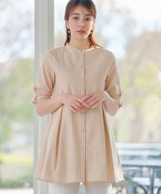 Tiaclasse L 【新色追加】バンドカラーシャツチュニックブラウス