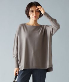 自由区 【洗える】ソフトウールハイゲージポンチョ風 ニット