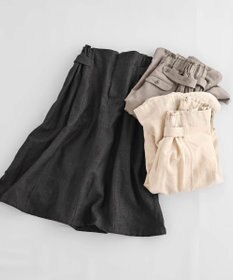 muuc 〈ロングシーズン心地良いウールリネン生地〉後ろウエストゴム有り 両サイドにベルト調節有り 裏地有り スカート