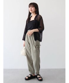 Green Parks メッシュ編み襟付きカーディガン