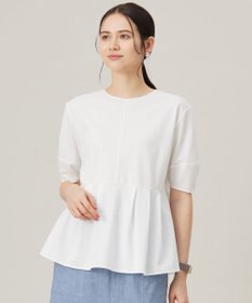 自由区 【接触冷感・UVカット・吸水速乾・抗菌防臭・洗える】ハイツイストポンチペプラム カットソー