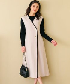 Feroux 【洗える】バイカラートリム ジャンパースカート