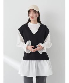 earth music&ecology ＳＥＴ２点Ｖネックベスト＋スタンドカラーチュニック