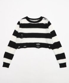 WEGO モヘアタッチダメージショートニット