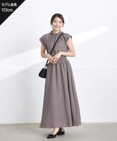 Tiaclasse 【洗える】麻調シャーリングハイネックワンピース