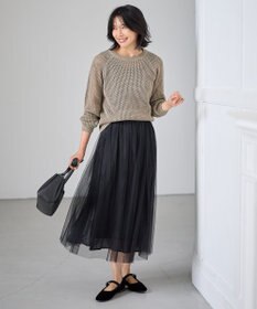 ANY L 【洗濯機可】ラメニットメッシュプルオーバー