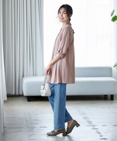 Tiaclasse 【洗える】-TiaBASIC-バンドカラーシャツチュニックブラウス