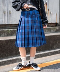 WEGO ベルト付プリーツミドルスカート