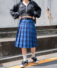 WEGO ベルト付プリーツミドルスカート