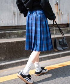 WEGO ベルト付プリーツミドルスカート