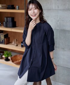 Tiaclasse 【洗える】-TiaBASIC-バンドカラーシャツチュニックブラウス