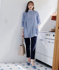 Tiaclasse 【洗える】-TiaBASIC-バンドカラーシャツチュニックブラウス