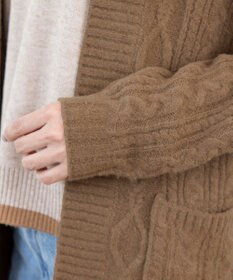 Tiaclasse 【洗える】大人華やかなアラン柄ニットカーディガン