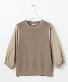 自由区 【カタログ掲載・洗える】ハイツイストコットンアセテート異素材コンビ トップス