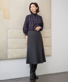 J.PRESS LADIES 【洗える】綿セルロースクリアチェック スタンドカラー ブラウス