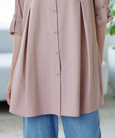 Tiaclasse 【洗える】-TiaBASIC-バンドカラーシャツチュニックブラウス