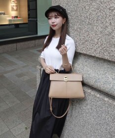 Green Parks ランタン型ニットドッキングタフタワンピース