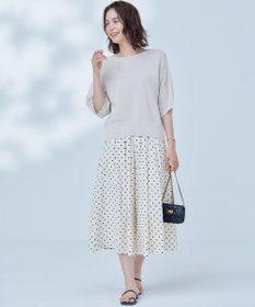 組曲 S 【WEB限定】コットンポリエステル5分袖リラクシー ニット