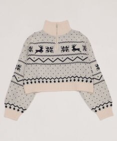 WEGO ノルディック柄ハーフジップニット