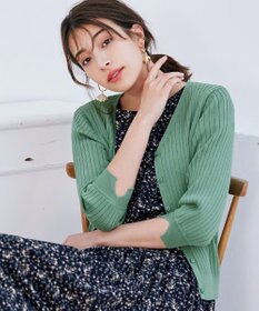 Tiaclasse 【洗える】スリット袖Vネックリブカーディガン