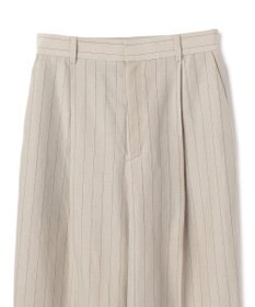 BEIGE， ERYTH / リネンストライプ タックワイドパンツ