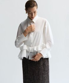 23区 S 【GOLD LABEL】コットンライトタフタ フリル シャツ