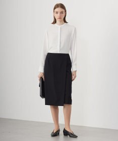 ICB L 【UVケア・速乾・洗える】BackSatinAmunzen バンドカラーブラウス