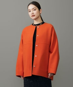 自由区 【SHIHOさん着用】ウールリバーノーカラー コート オレンジ