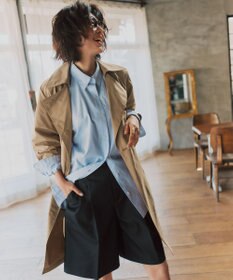 ICB 【2WAY仕様】メモリーストレッチタフタ トレンチコート