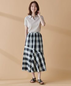 ANY L 【洗濯機可能/ウエストゴム】ビックチェックマーメイドスカート