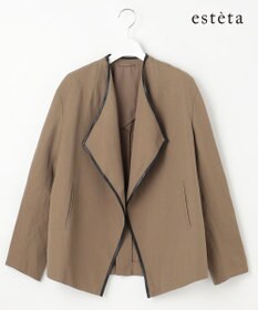 23区 【エステータ】ウールリネン レザートリミング ジャケット