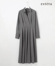 23区 L 【エステータ】ウールトロドライストレッチ カシュクールシャツ ワンピース