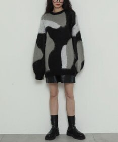 WEGO 【2025年秋冬新作】シャギーパターンニットBIGプルオーバー