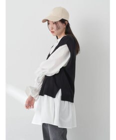 earth music&ecology ＳＥＴ２点Ｖネックベスト＋スタンドカラーチュニック