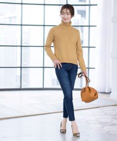 Tiaclasse 【洗える】もっちり柔らかいリブタートルプルオーバーニット