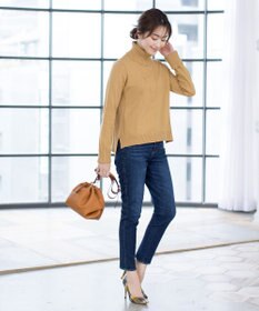 Tiaclasse 【洗える】もっちり柔らかいリブタートルプルオーバーニット