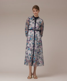 GRACE CONTINENTAL マルチ刺繍フレアワンピース