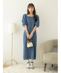 earth music&ecology スクエアネックデニムワンピース