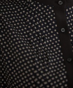 Tiaclasse 【新色追加・洗える】配色バンドカラー幾何学柄ワンピース