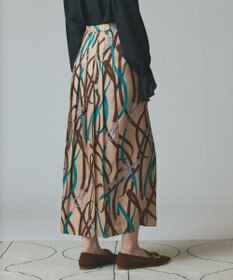 GRACE CONTINENTAL ベルトプリントアシメプリーツスカート