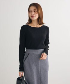 Green Parks もちっと袖配色ボートネックニットプルオーハ